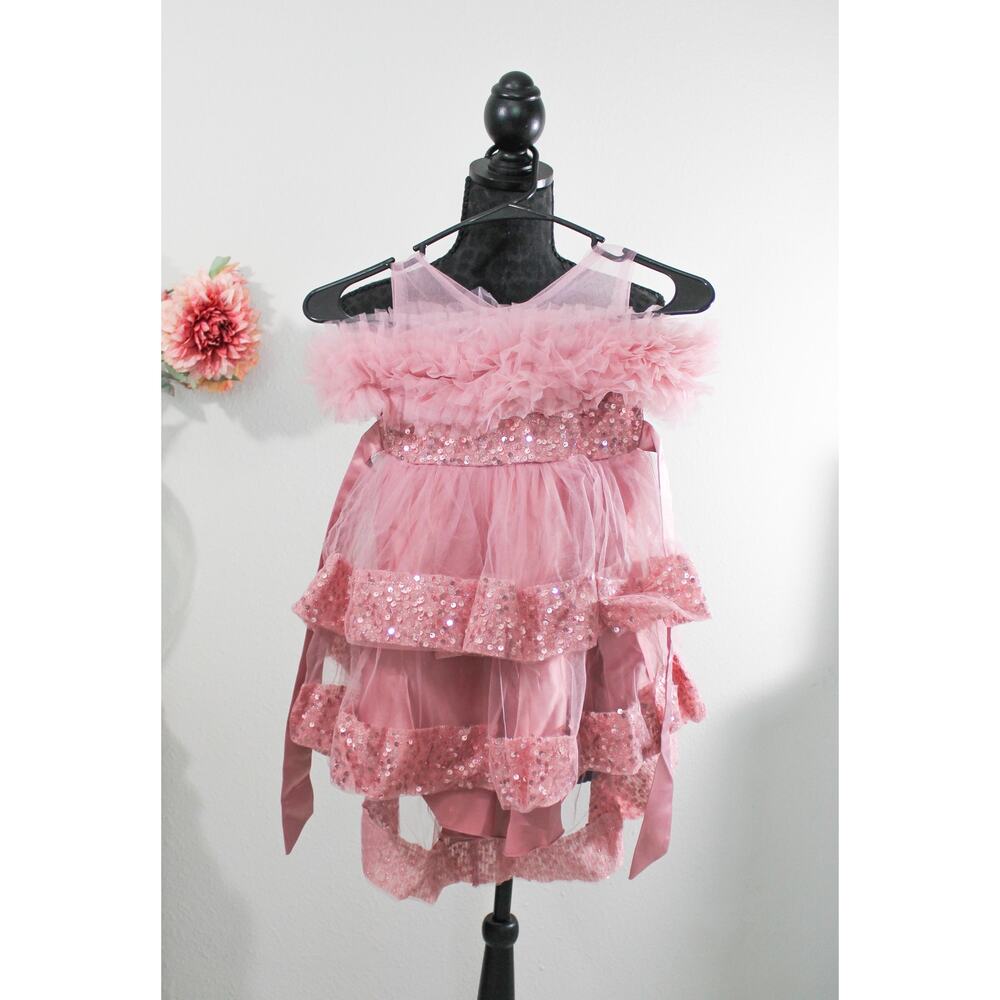 Pink Sequin Tulle Tutu Dress 12-18 Months Toddler Easter Princess Birthday Party